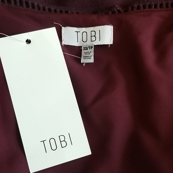 NWT TOBI Burgundy Backless Dress, Size XS - Picture 9 of 10